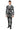 A person is dressed in the Suitmeister Halloween Black Icons - Halloween suit, showcasing ghost, pumpkin, and tombstone patterns in black and white. They have dark hair and are posed against a white background, complemented by a white shirt, black tie, and black shoes.